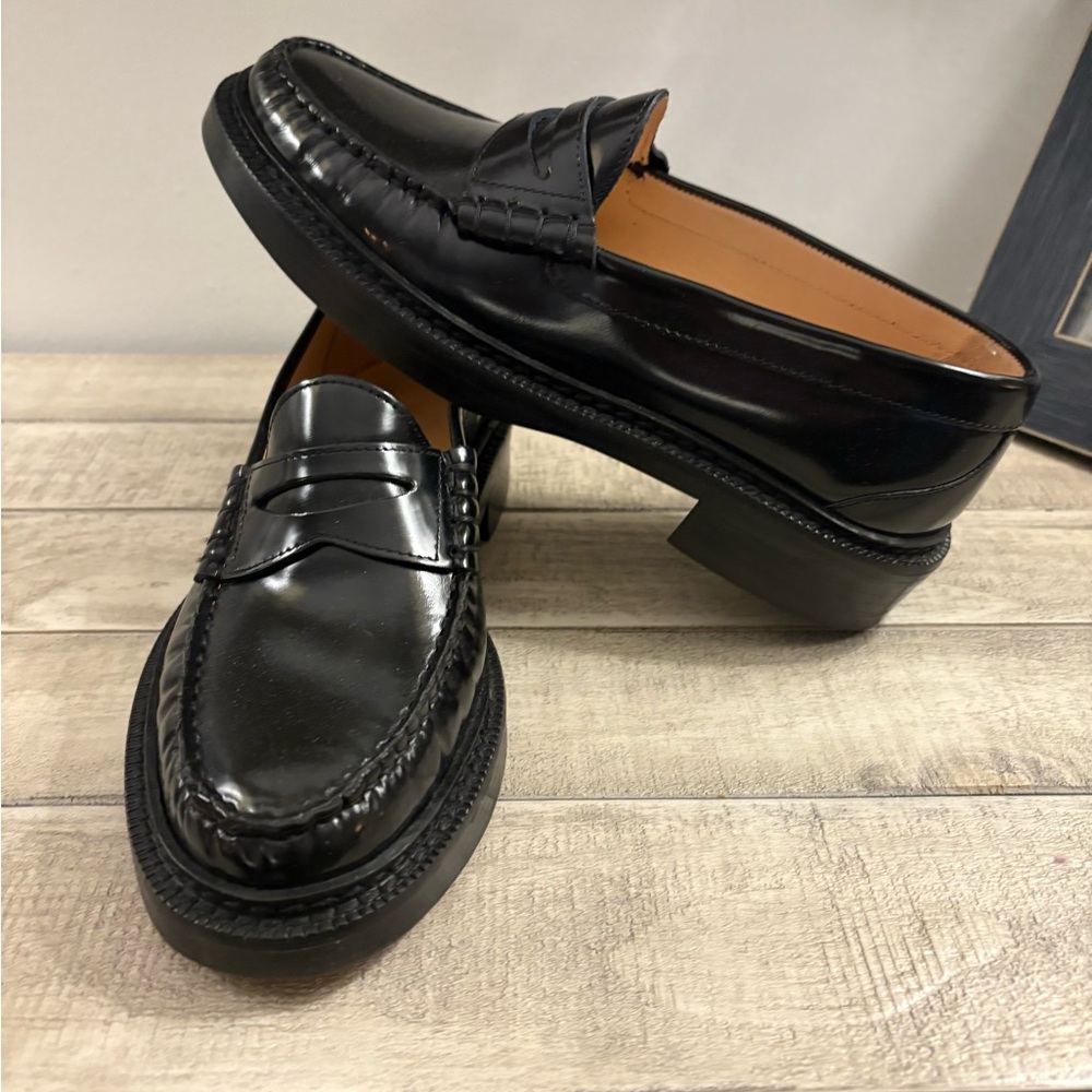 J Crew Classic Black Leather Loafers